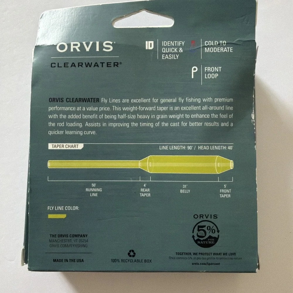 Orvis Clearwater Fly Line WF-3-F Moss 110GR Trout Floating Freshwater 2ZKE2103